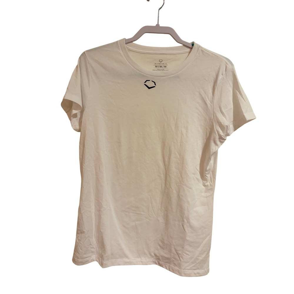 EvoShield Mens Short Sleeve Training T-Shirt White Logo Graphic Tee Size Medium